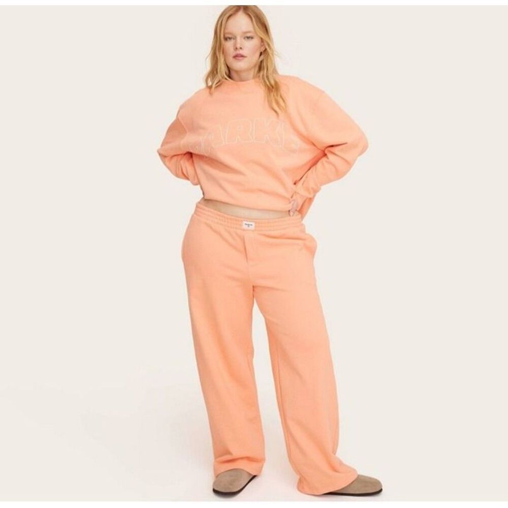 Women's Parke x Target High Rise Boxer Sweatpants Peach Orange Medium